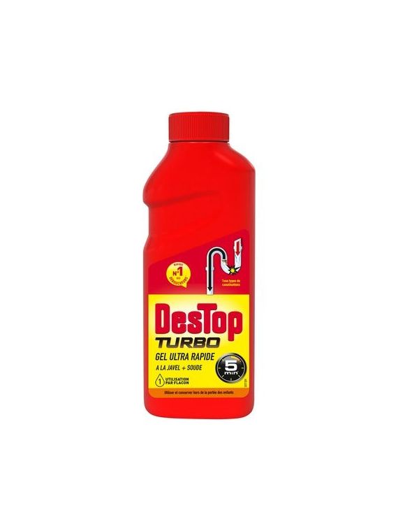 Déboucheur Gel Turbo 5 min Javel - 1 dose DESTOP