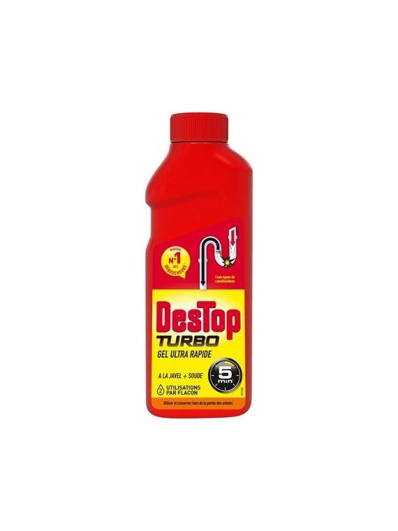 Déboucheur Gel Turbo 5 min Javel - 2 doses DESTOP