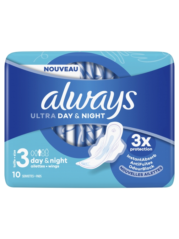 Serviette Hygiénique avec Ailettes Ultra Day & Night Taille 3 ALWAYS