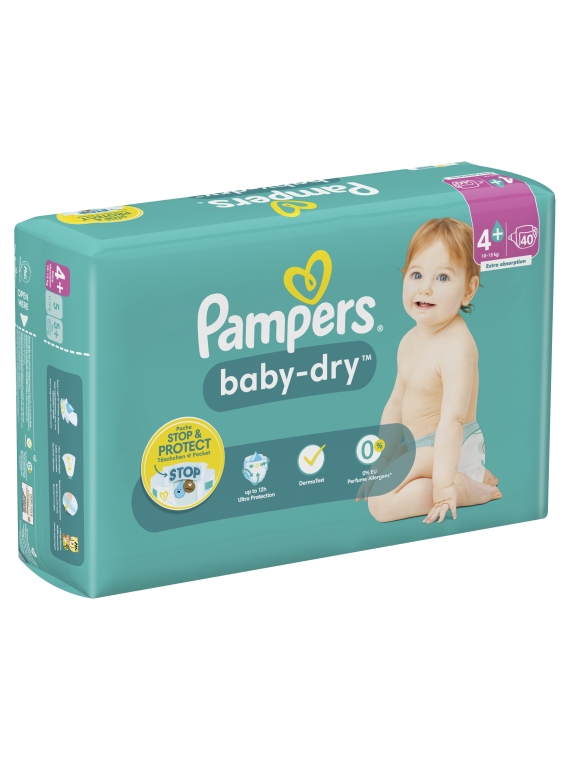 Couches Bébé Baby-Dry Taille 4+ 10Kg-15Kg PAMPERS