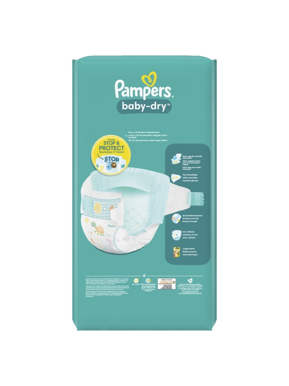 Couches Bébé Baby-Dry Taille 2 4Kg-8Kg PAMPERS