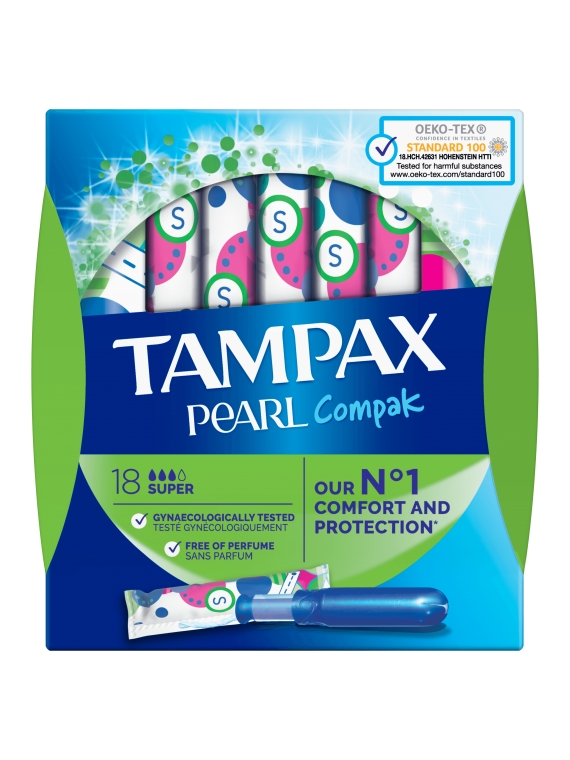 Tampons Compak Pearl Super avec applicateur x18 TAMPAX