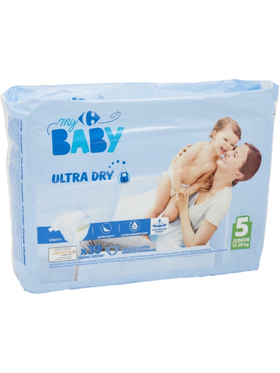 Couches bébé ultra dry junior taille 5 : 12-20 kg CARREFOUR BABY