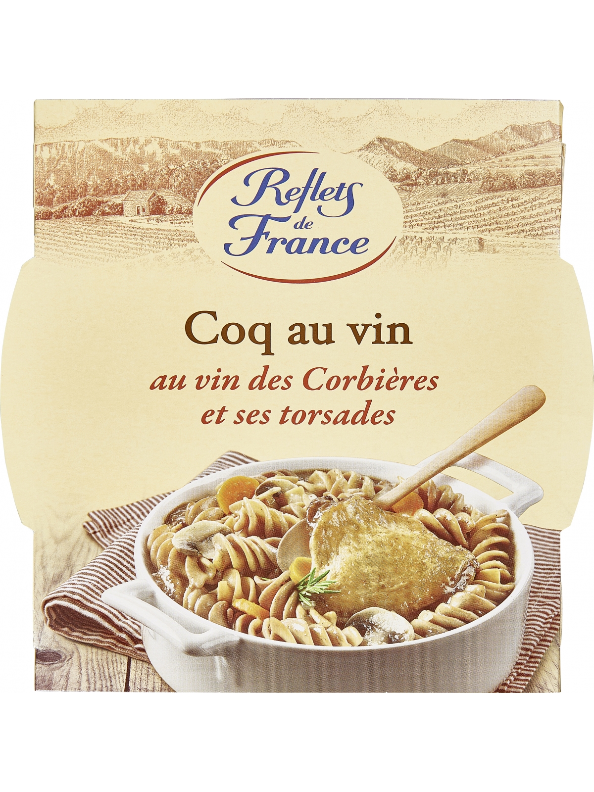 Plat cuisiné coq au vin torsades REFLETS DE FRANCE