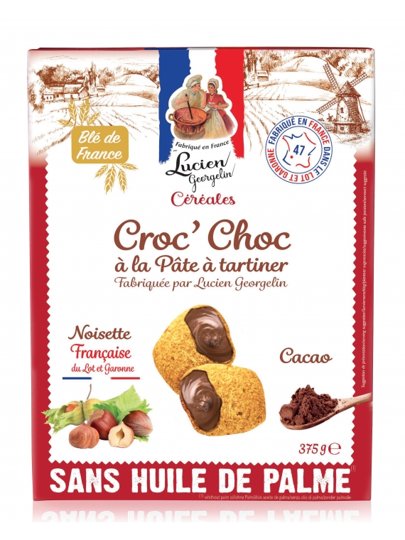 Biscuits chocolat à la pâte à tartiner croc'tout choc LUCIEN GEORGELIN CEREALES