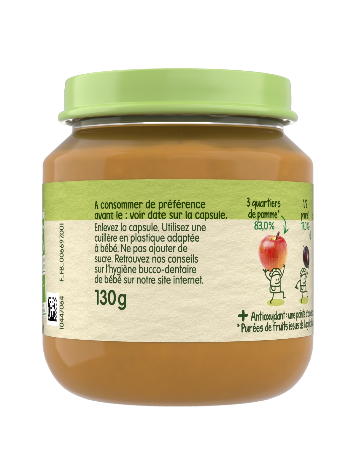 Compote bébé dès 6 mois pommes prunes vanille Les Récoltes Bio BLEDINA