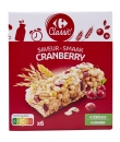 Barres de 4 Céréales Saveur Cranberry CARREFOUR CLASSIC'