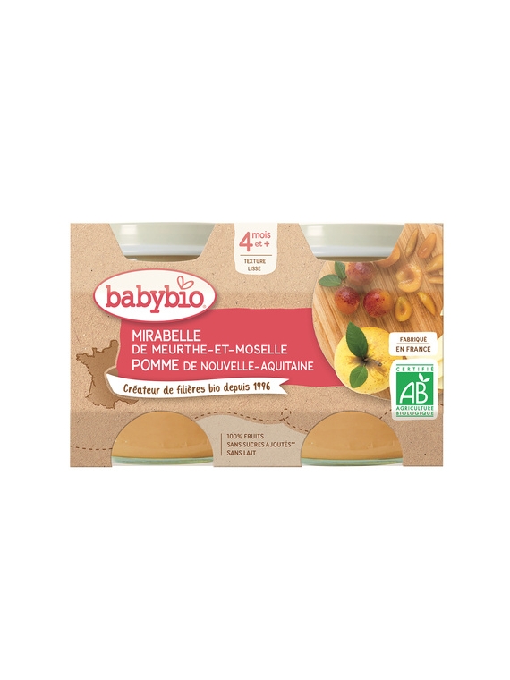 Compotes Bébé dès 4 mois, Mirabelle Pomme BABYBIO