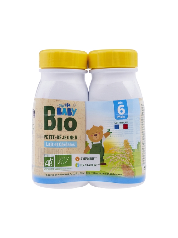 Lait et céréales Bébé Bio dès 6 mois CARREFOUR BABYBIO