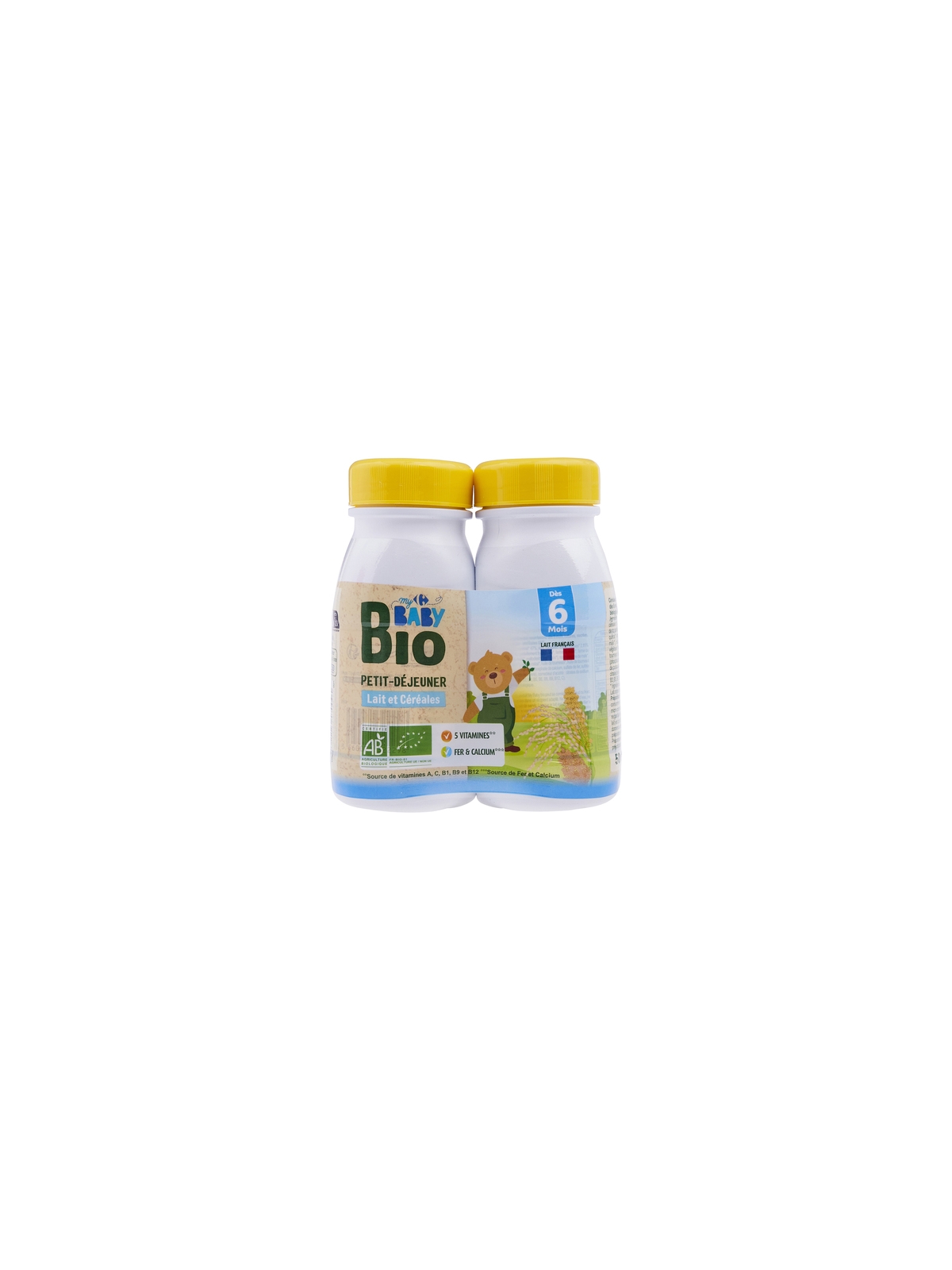 Lait et céréales Bébé Bio dès 6 mois CARREFOUR BABYBIO