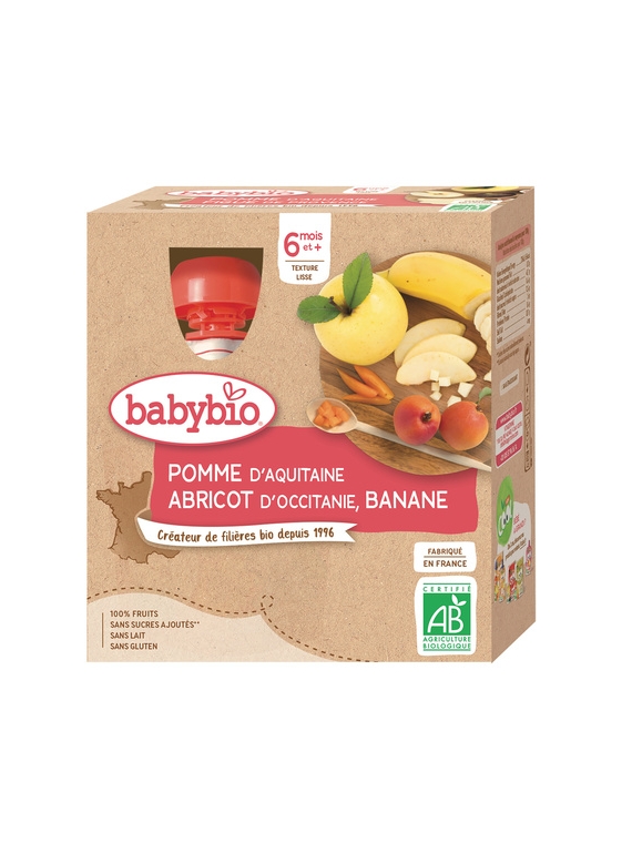 Compotes Bébé Pomme Abricot Banane BABYBIO