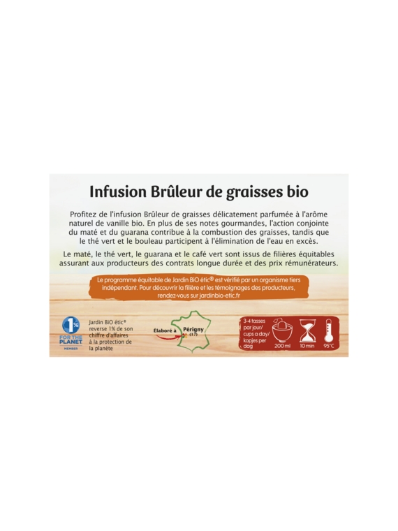 Infusion Brûleur de Graisses Arôme Vanille JARDIN BIO ÉTIC