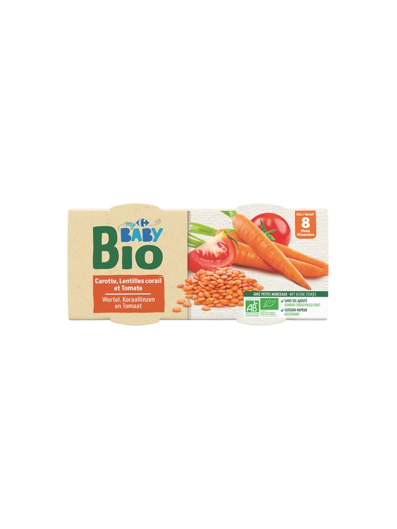 Plat Lentilles Corail & Légumes CARREFOUR BABY BIO