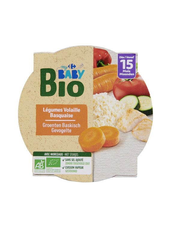 Plat bébé Légumes Volaille 15 mois CARREFOUR BABY BIO