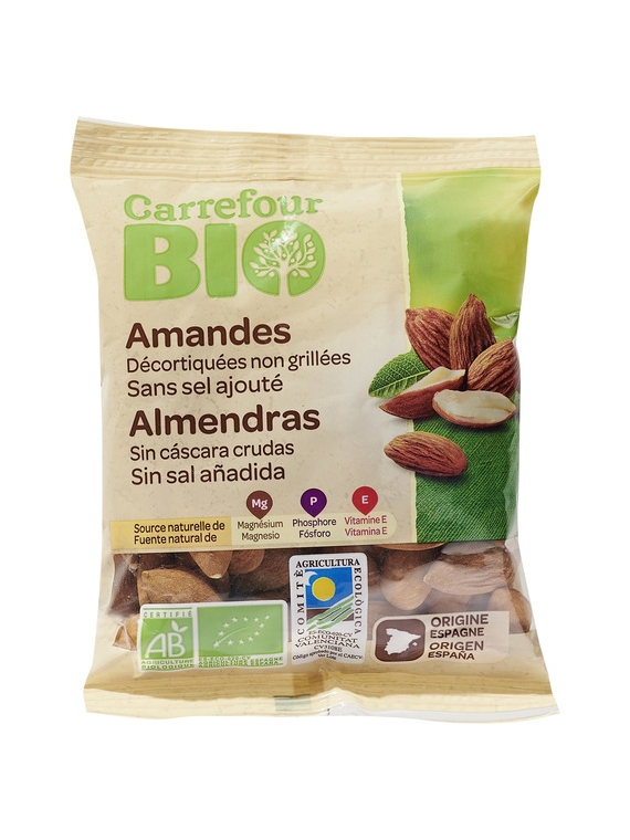 Amandes Décortiquées Non Grillées CARREFOUR BIO