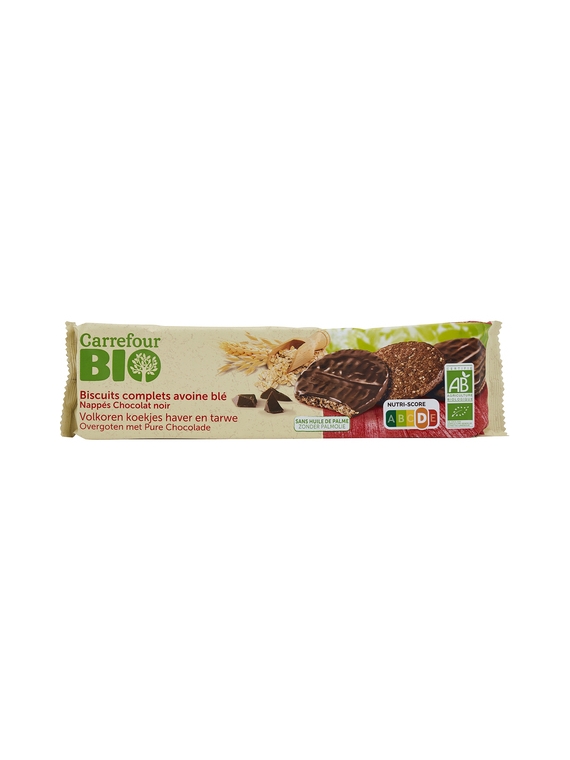 Biscuits Avoine Blé Nappés Au Chocolat Noir CARREFOUR BIO