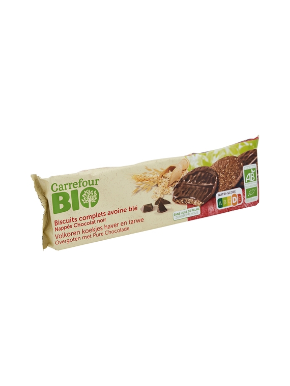 Biscuits Avoine Blé Nappés Au Chocolat Noir CARREFOUR BIO