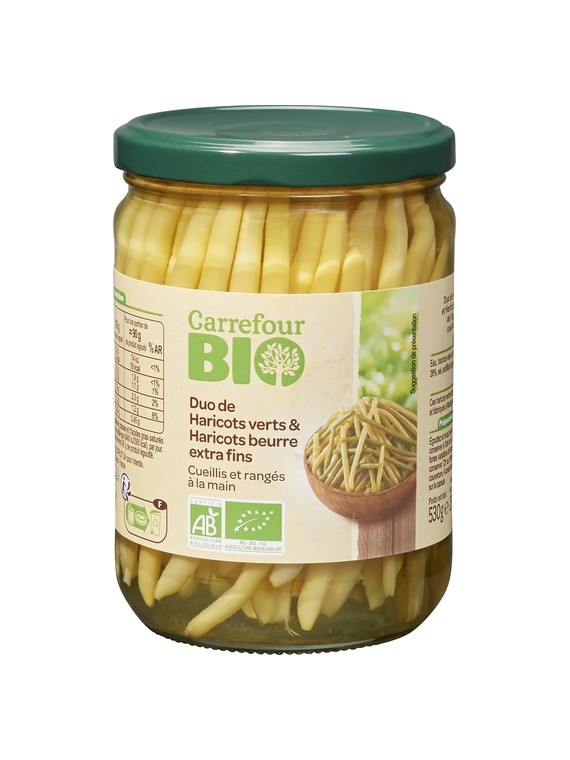 Duo de Haricots Verts & Haricots Beurre Extra Fins CARREFOUR BIO