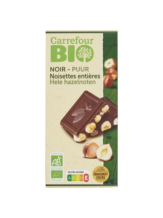 Tablette de Chocolat Noir Noisettes entières CARREFOUR BIO