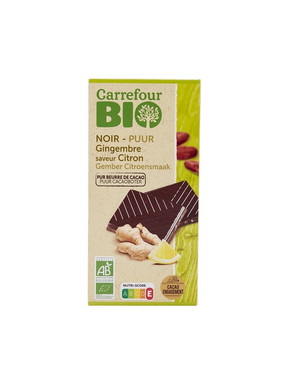 Tablette de Chocolat Noir Gingembre Citron CARREFOUR BIO