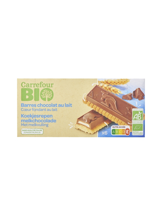 Biscuits Barres Chocolat au Lait CARREFOUR BIO