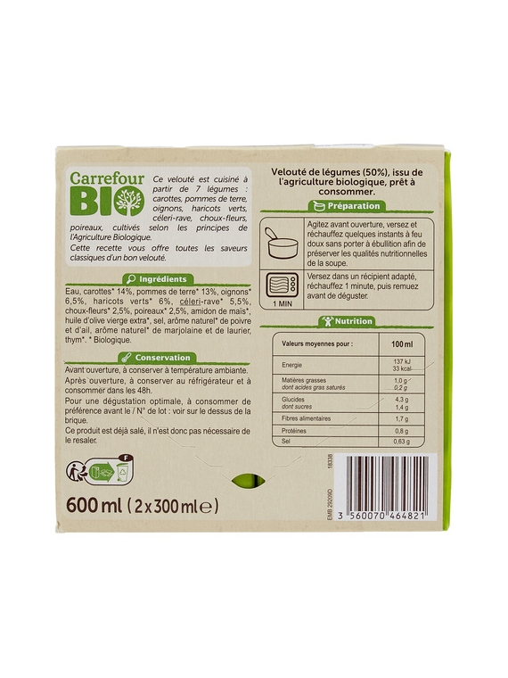 Soupe 7 légumes CARREFOUR BIO