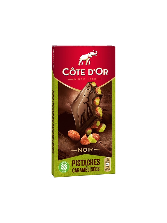 Tablette de Chocolat Noir Pistaches Caramélisées CÔTE D'OR