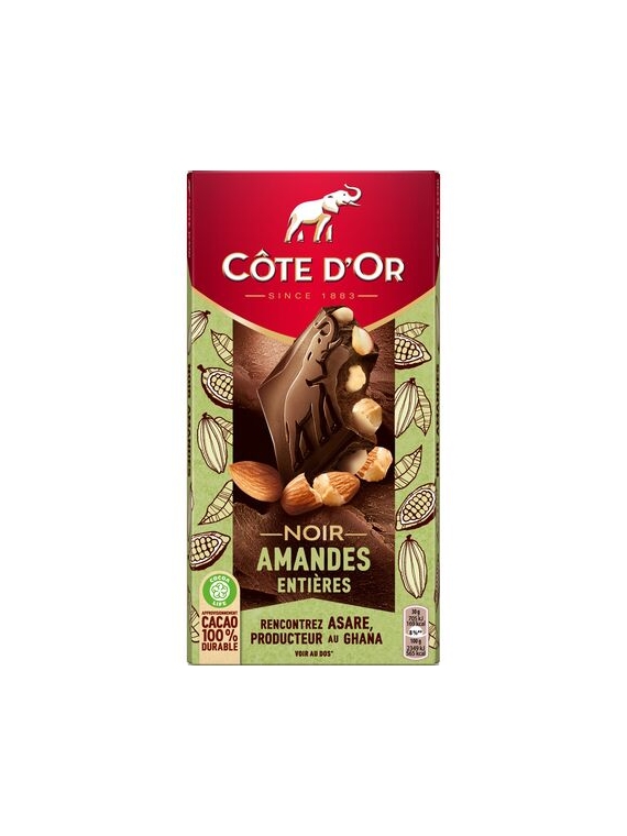 Tablette de Chocolat Noir Amandes Entières CÔTE D'OR