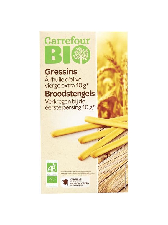 Gressins à l'Huile d'Olive Vierge Extra 10g CARREFOUR BIO