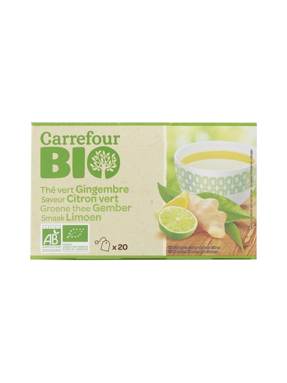 Thé vert Bio Gingembre saveur Citron vert CARREFOUR BIO