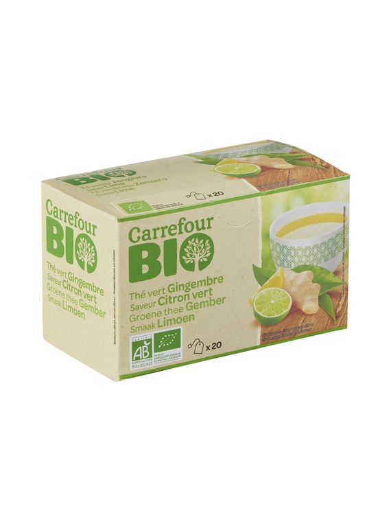 Thé vert Bio Gingembre saveur Citron vert CARREFOUR BIO