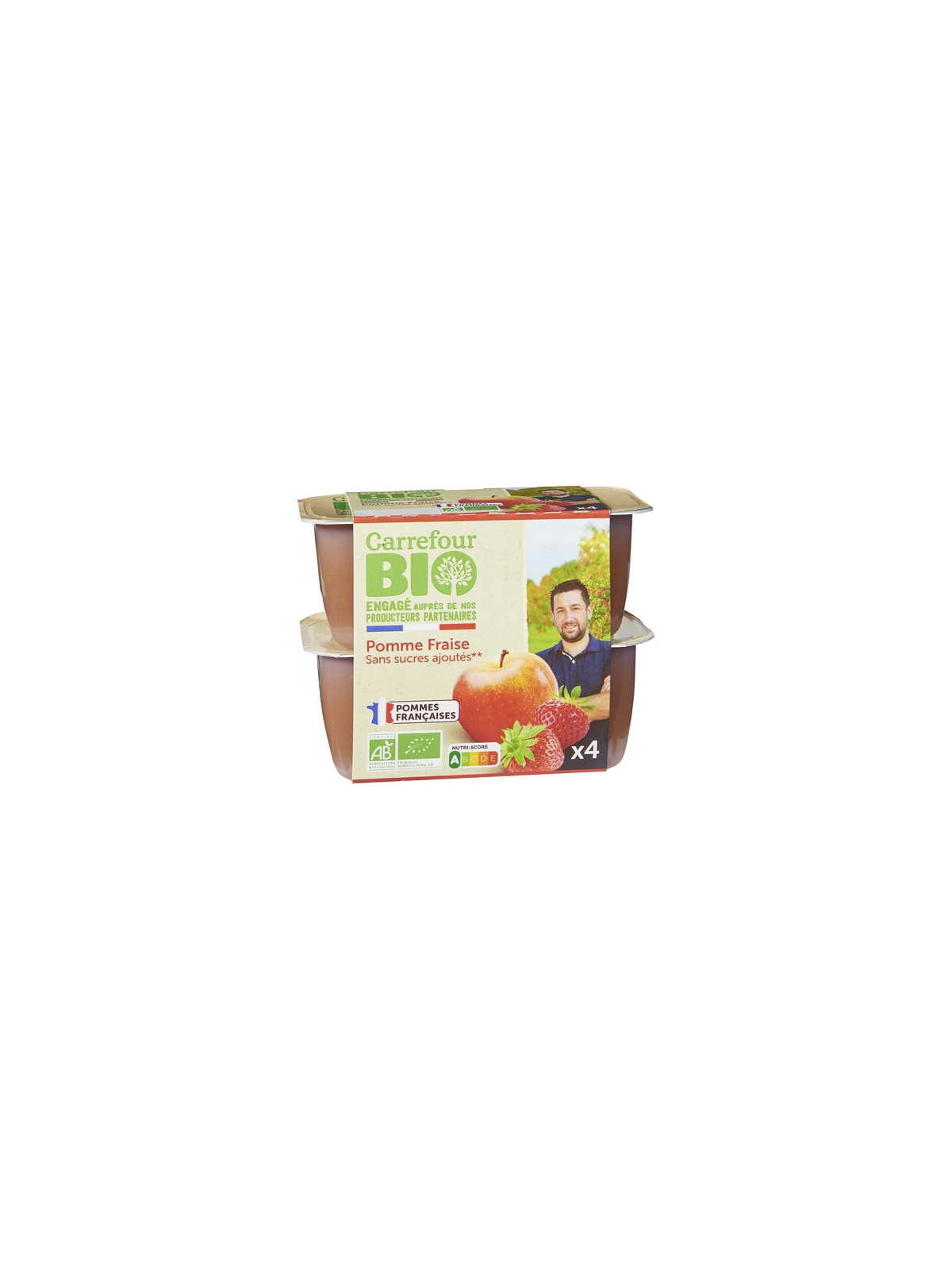 Compote Pomme Fraise Sans Sucres Ajoutés CARREFOUR BIO