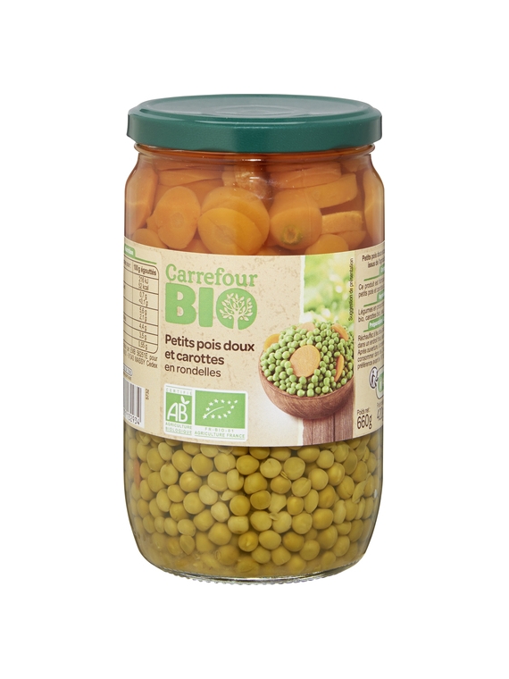 Petits Pois Carottes en Rondelles CARREFOUR BIO