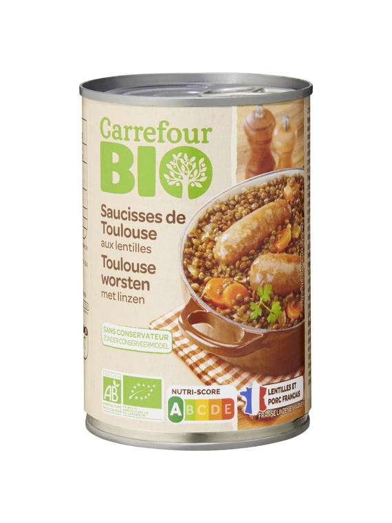 Saucisses de Toulouse & Lentilles CARREFOUR BIO